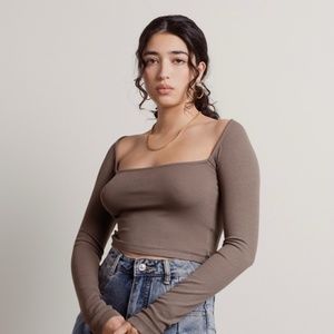 Tobi Right My Wrongs Olive Ribbed Long sleeve Top